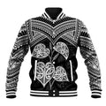 Black New Zealand Kawakawa Maori Ngaru Baseball Jacket