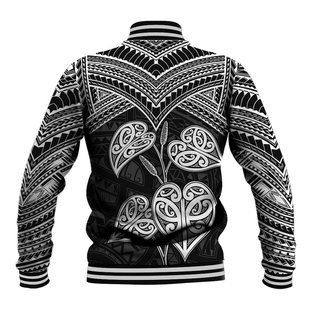 Black New Zealand Kawakawa Maori Ngaru Baseball Jacket
