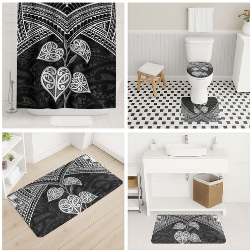 Black New Zealand Kawakawa Maori Ngaru Bathroom Set