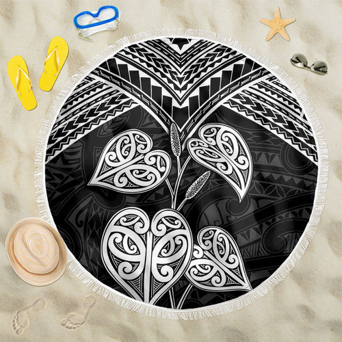 Black New Zealand Kawakawa Maori Ngaru Beach Blanket