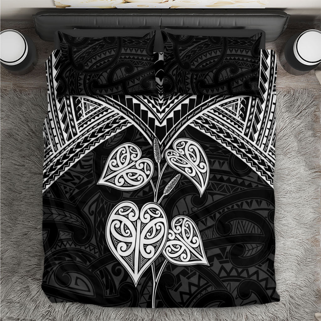Black New Zealand Kawakawa Maori Ngaru Bedding Set