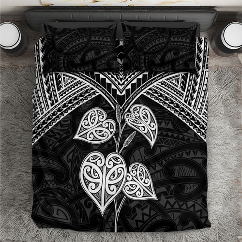 Black New Zealand Kawakawa Maori Ngaru Bedding Set