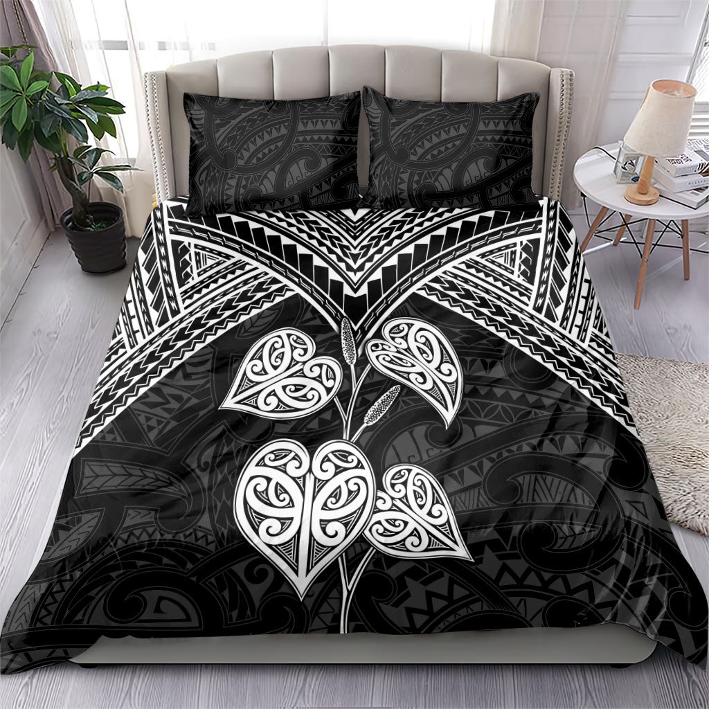 Black New Zealand Kawakawa Maori Ngaru Bedding Set