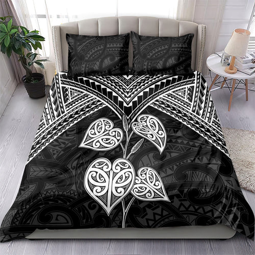 Black New Zealand Kawakawa Maori Ngaru Bedding Set