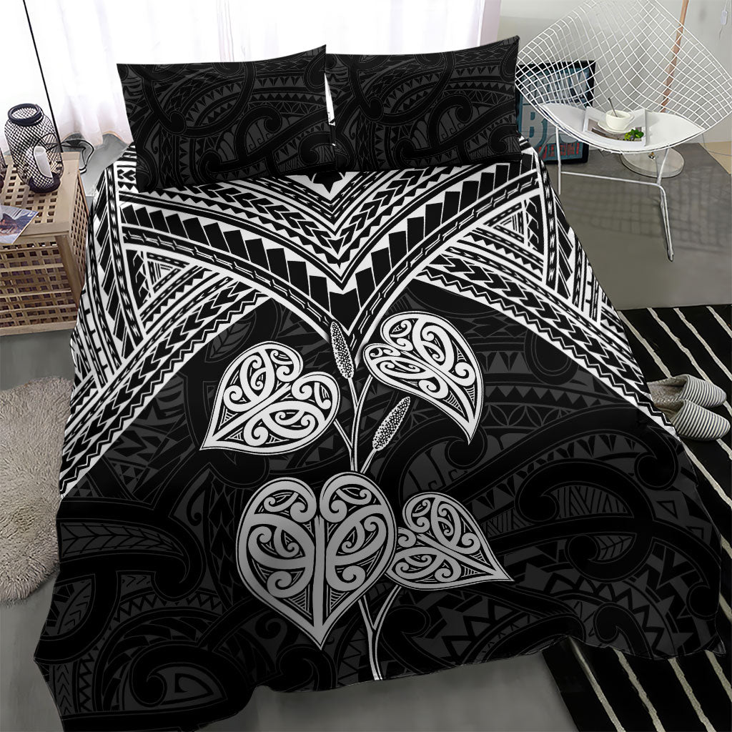 Black New Zealand Kawakawa Maori Ngaru Bedding Set