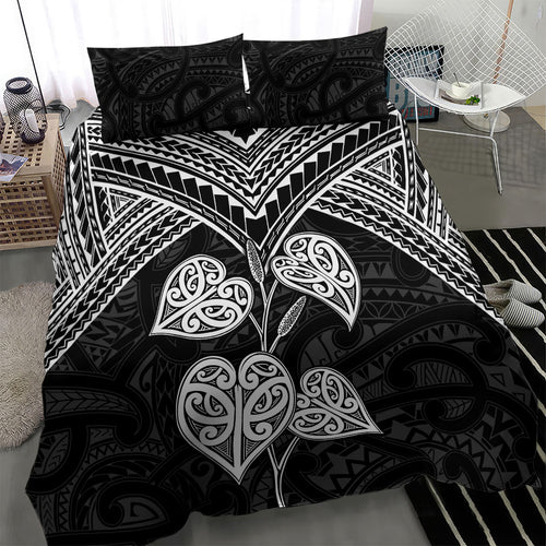 Black New Zealand Kawakawa Maori Ngaru Bedding Set