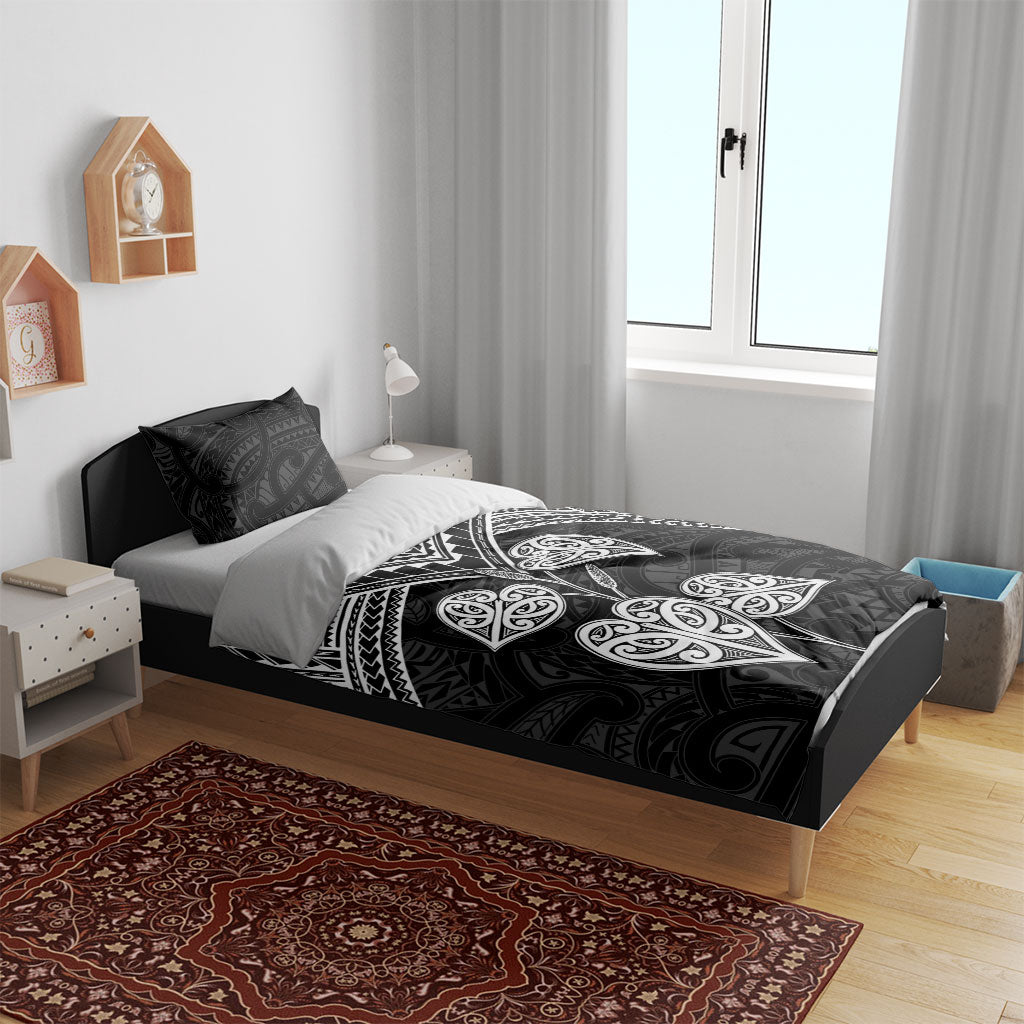 Black New Zealand Kawakawa Maori Ngaru Bedding Set