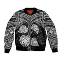 Black New Zealand Kawakawa Maori Ngaru Bomber Jacket