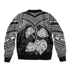 Black New Zealand Kawakawa Maori Ngaru Bomber Jacket