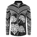 Black New Zealand Kawakawa Maori Ngaru Button Sweatshirt