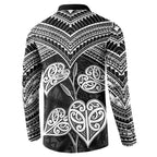 Black New Zealand Kawakawa Maori Ngaru Button Sweatshirt