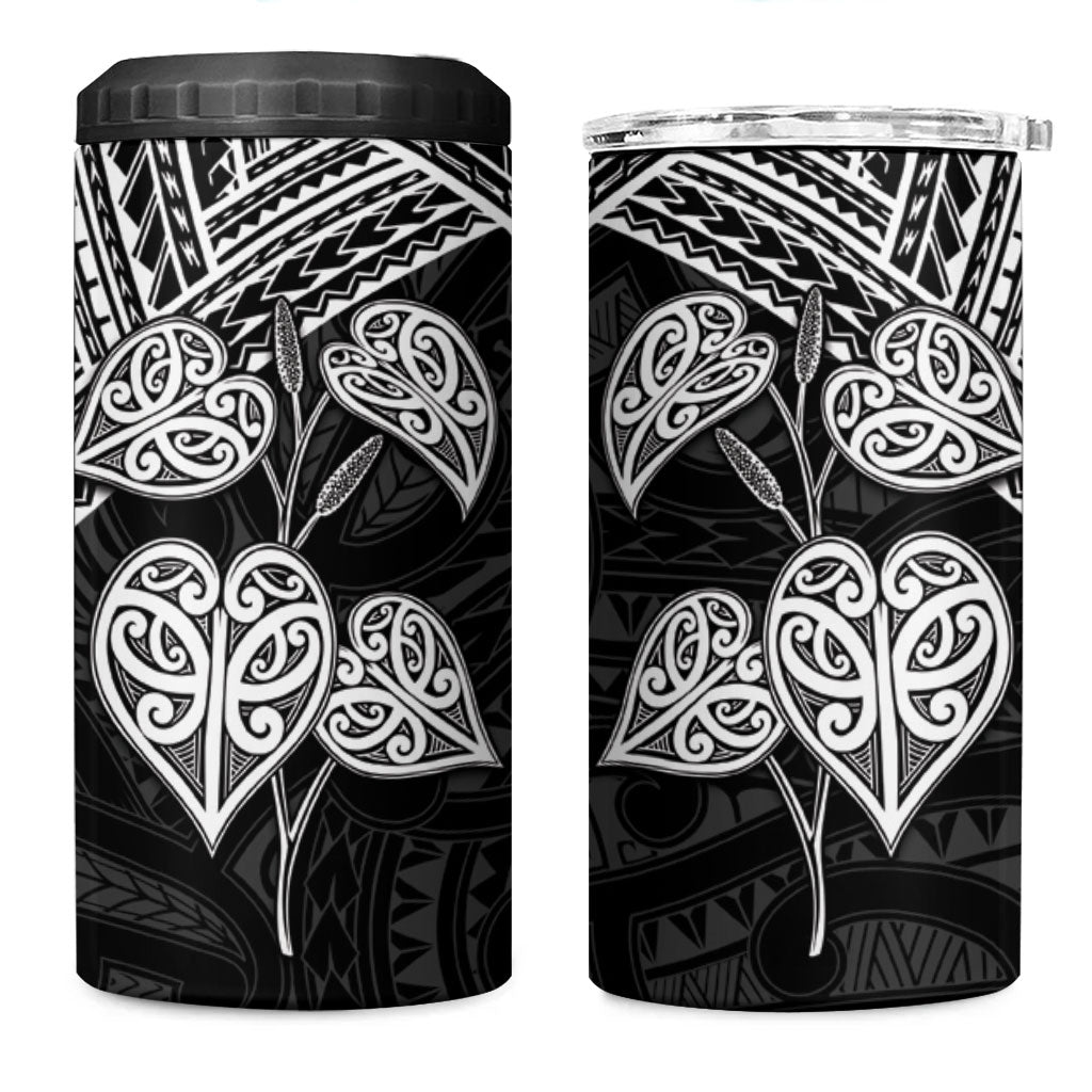 Black New Zealand Kawakawa Maori Ngaru 4 in 1 Can Cooler Tumbler