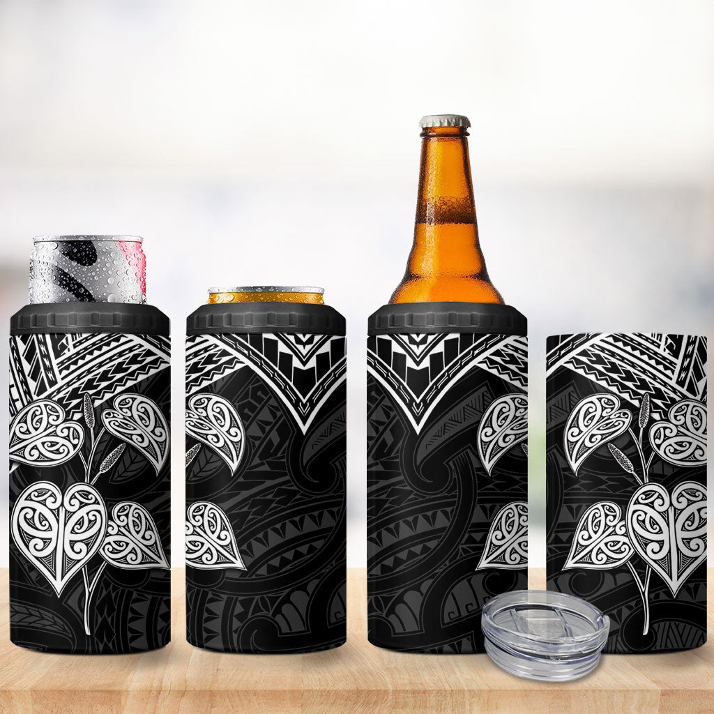 Black New Zealand Kawakawa Maori Ngaru 4 in 1 Can Cooler Tumbler