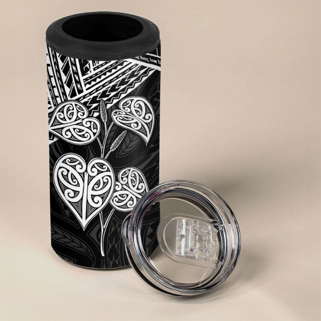 Black New Zealand Kawakawa Maori Ngaru 4 in 1 Can Cooler Tumbler
