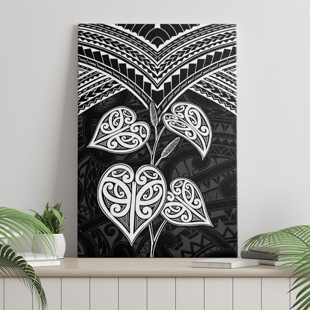 Black New Zealand Kawakawa Maori Ngaru Canvas Wall Art