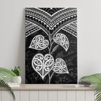 Black New Zealand Kawakawa Maori Ngaru Canvas Wall Art
