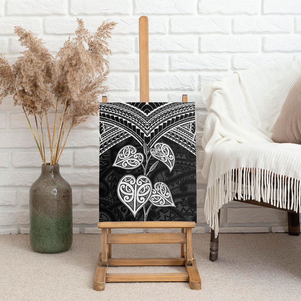 Black New Zealand Kawakawa Maori Ngaru Canvas Wall Art