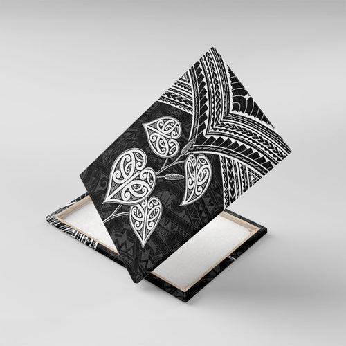 Black New Zealand Kawakawa Maori Ngaru Canvas Wall Art