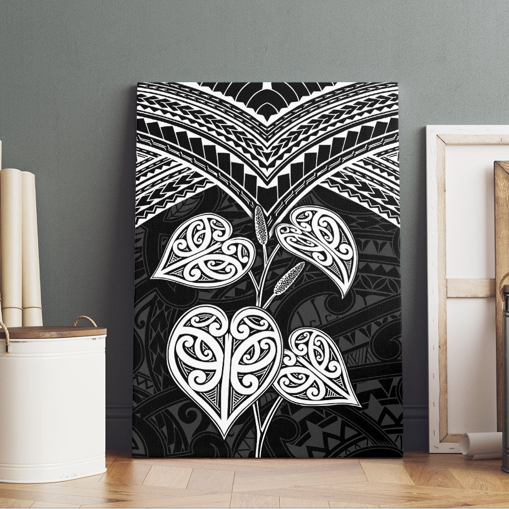 Black New Zealand Kawakawa Maori Ngaru Canvas Wall Art