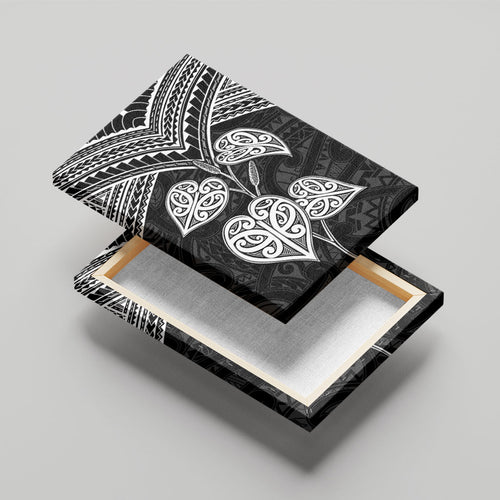 Black New Zealand Kawakawa Maori Ngaru Canvas Wall Art