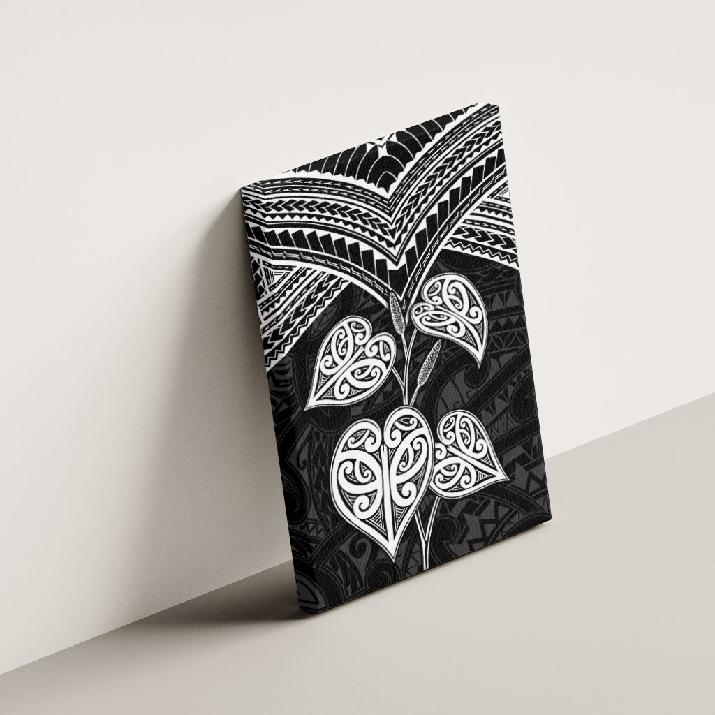 Black New Zealand Kawakawa Maori Ngaru Canvas Wall Art