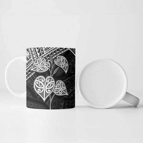 Black New Zealand Kawakawa Maori Ngaru Ceramic Mug