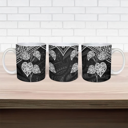 Black New Zealand Kawakawa Maori Ngaru Ceramic Mug