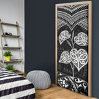 Black New Zealand Kawakawa Maori Ngaru Door Cover