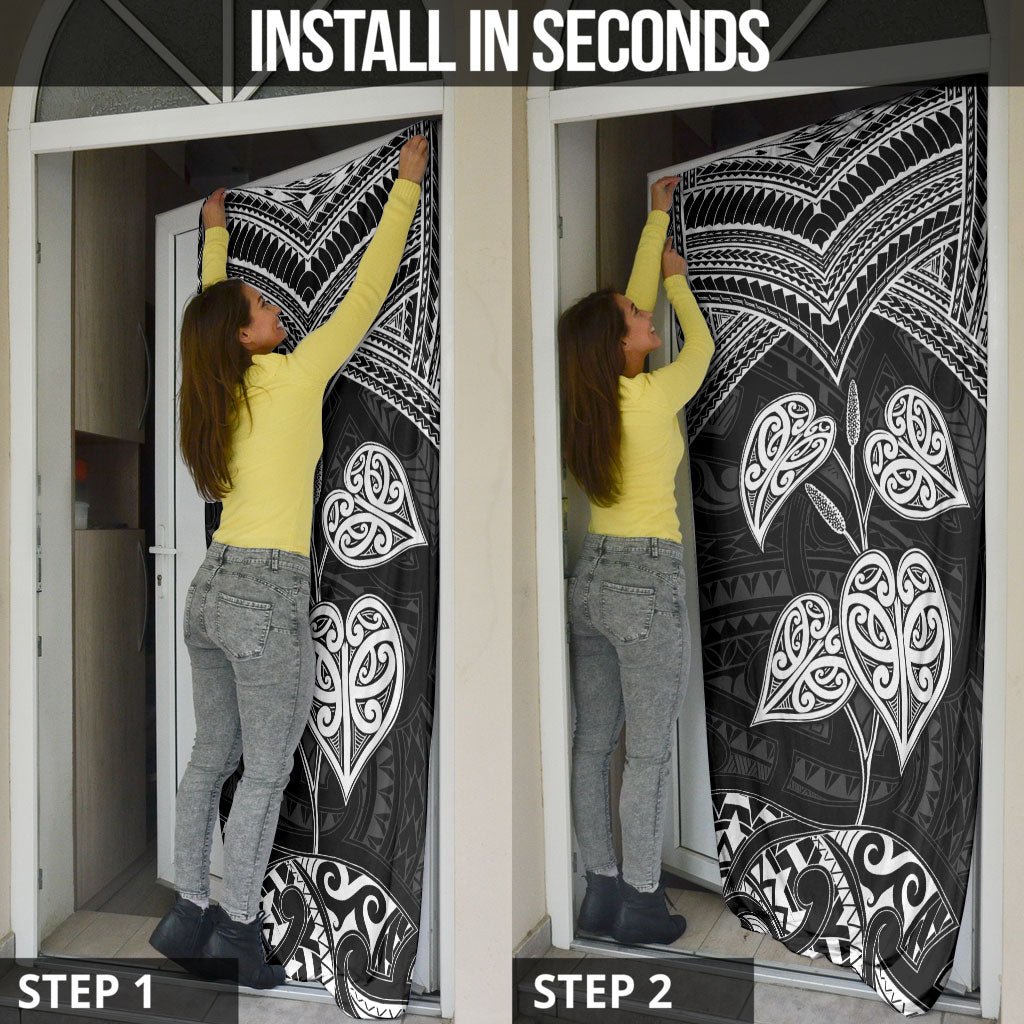 Black New Zealand Kawakawa Maori Ngaru Door Cover
