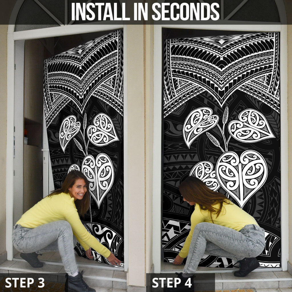 Black New Zealand Kawakawa Maori Ngaru Door Cover