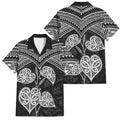 Black New Zealand Kawakawa Maori Ngaru Family Matching Off The Shoulder Long Sleeve Dress and Hawaiian Shirt