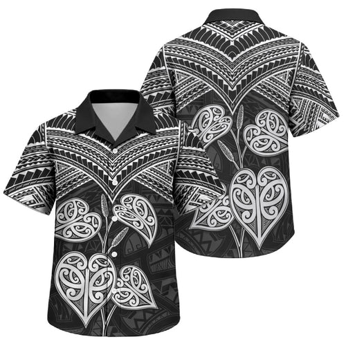 Black New Zealand Kawakawa Maori Ngaru Family Matching Off Shoulder Maxi Dress and Hawaiian Shirt
