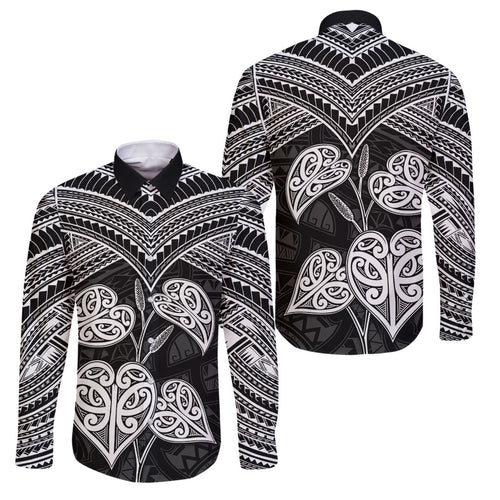 Black New Zealand Kawakawa Maori Ngaru Family Matching Tank Maxi Dress and Hawaiian Shirt