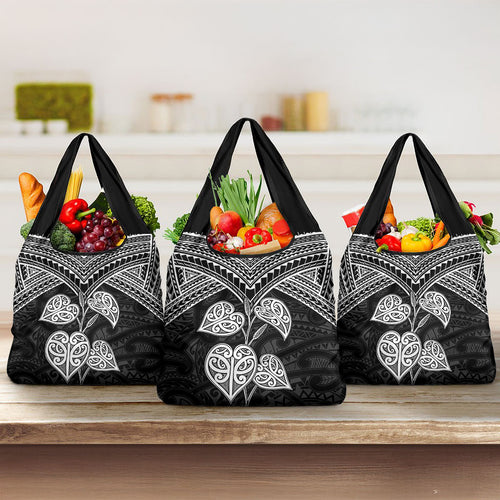 Black New Zealand Kawakawa Maori Ngaru Grocery Bag