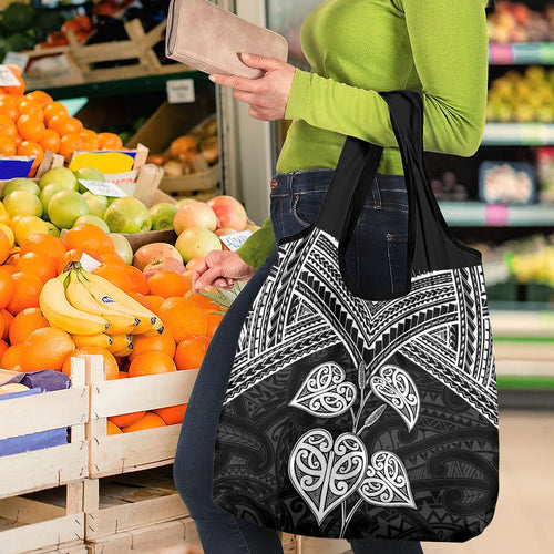 Black New Zealand Kawakawa Maori Ngaru Grocery Bag