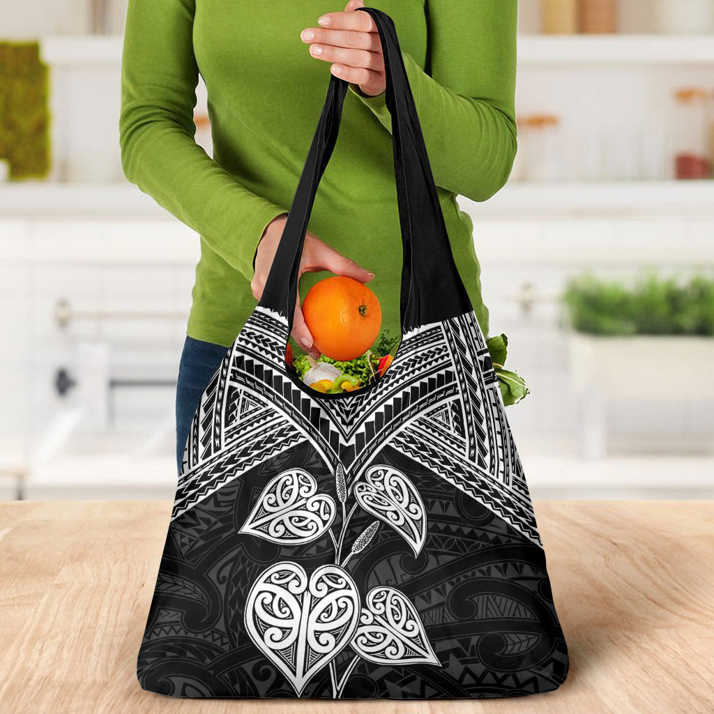 Black New Zealand Kawakawa Maori Ngaru Grocery Bag