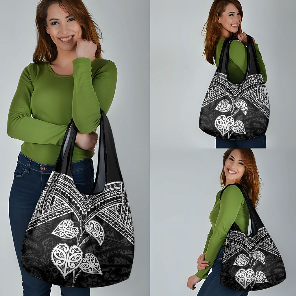 Black New Zealand Kawakawa Maori Ngaru Grocery Bag