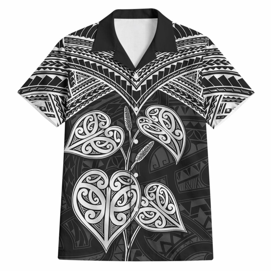 Black New Zealand Kawakawa Maori Ngaru Hawaiian Shirt