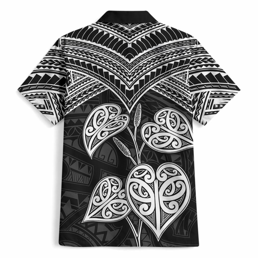 Black New Zealand Kawakawa Maori Ngaru Hawaiian Shirt