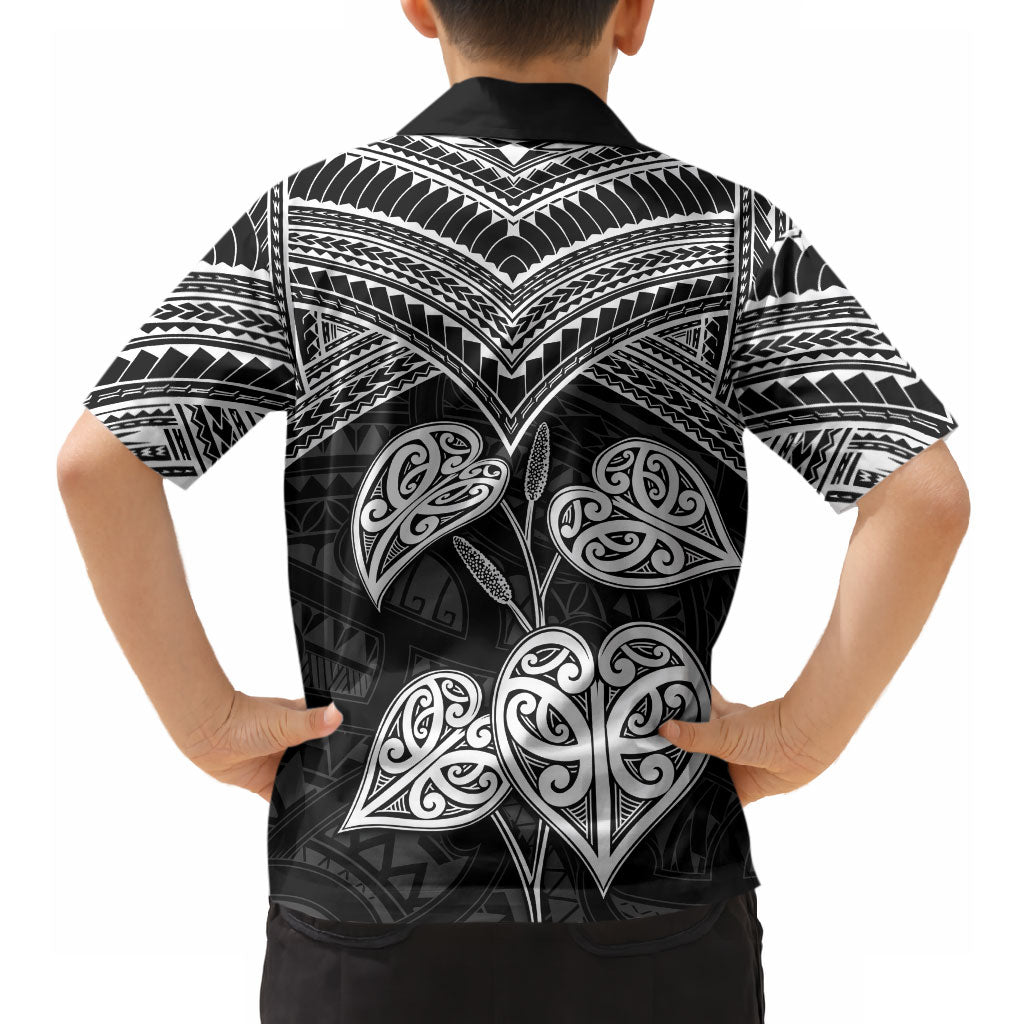 Black New Zealand Kawakawa Maori Ngaru Hawaiian Shirt