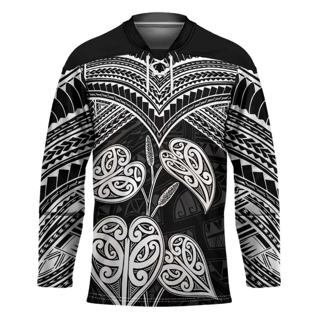 Black New Zealand Kawakawa Maori Ngaru Hockey Jersey