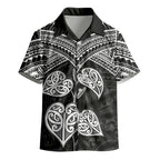 Black New Zealand Kawakawa Maori Ngaru Kid Hawaiian Shirt