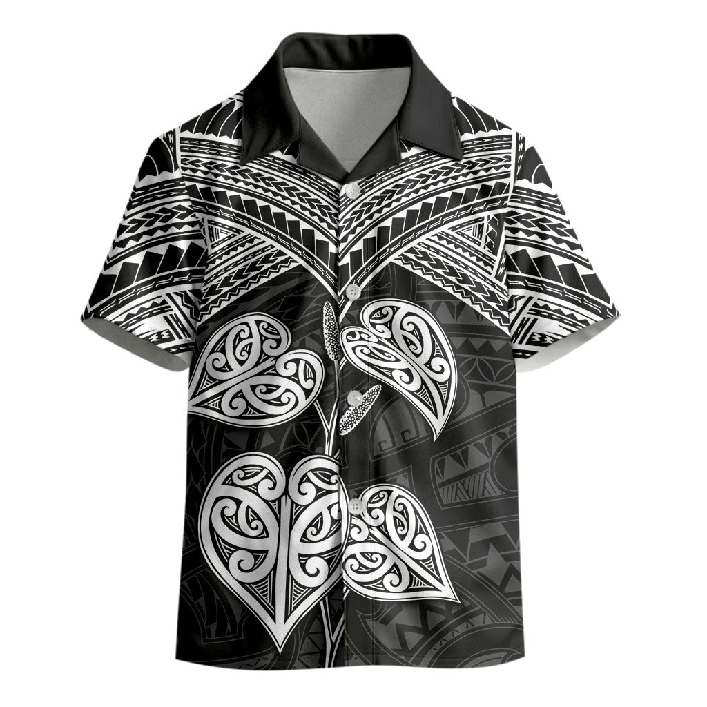 Black New Zealand Kawakawa Maori Ngaru Kid Hawaiian Shirt