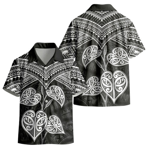 Black New Zealand Kawakawa Maori Ngaru Kid Hawaiian Shirt