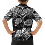 Black New Zealand Kawakawa Maori Ngaru Kid Hawaiian Shirt