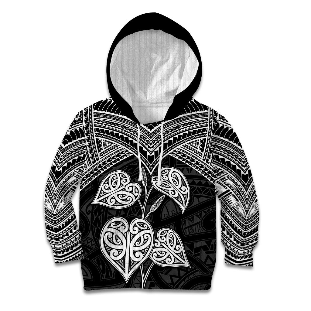 Black New Zealand Kawakawa Maori Ngaru Kid Hoodie