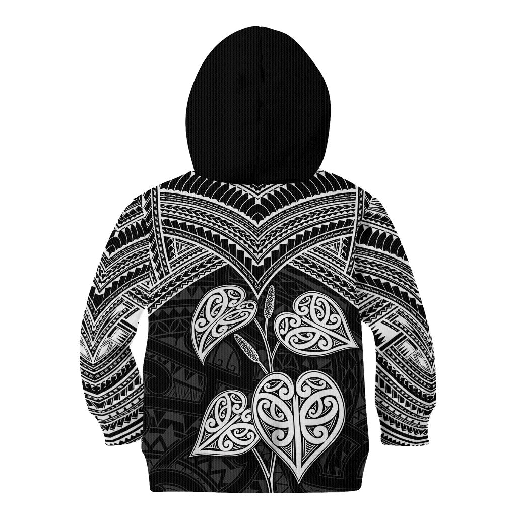 Black New Zealand Kawakawa Maori Ngaru Kid Hoodie