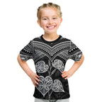 Black New Zealand Kawakawa Maori Ngaru Kid T Shirt