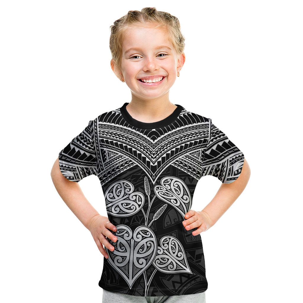 Black New Zealand Kawakawa Maori Ngaru Kid T Shirt