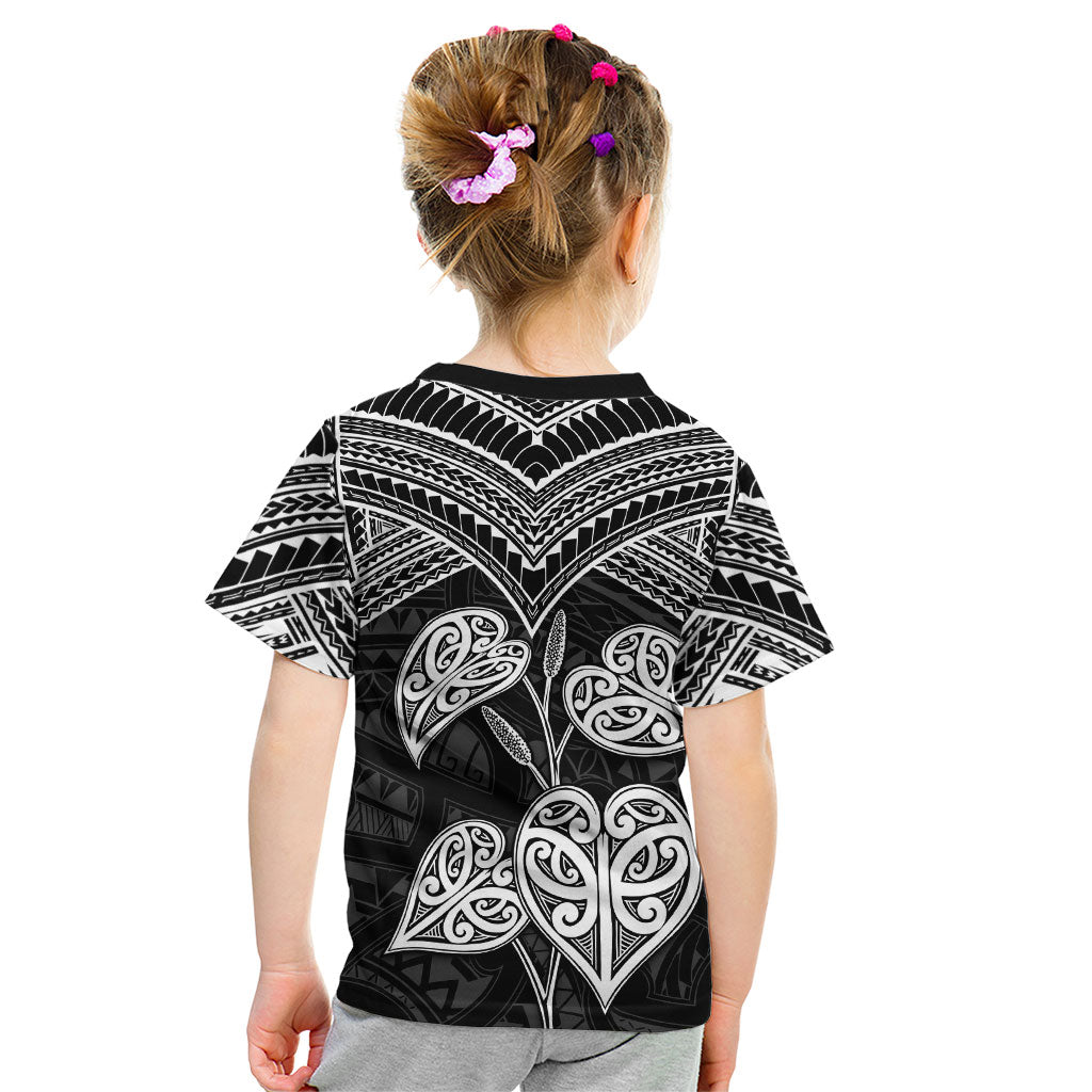 Black New Zealand Kawakawa Maori Ngaru Kid T Shirt